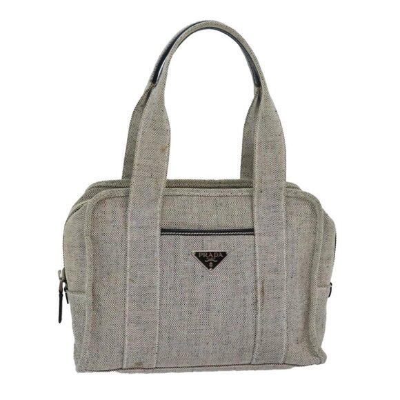 PRADA Hand Bag Canvas Gray Auth - Picture 2 of 16